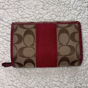 COACH Red and Brown Wallet